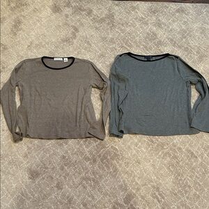 Ann Taylor Set of Two Long Sleeve Tops - Brown and Gray